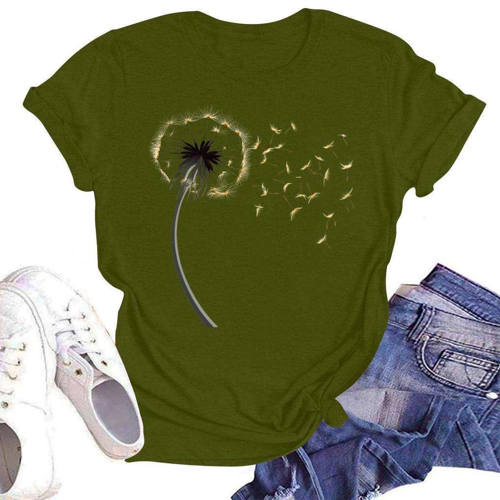 Женская повседневная свободная футболка с принтом, круглый вырез, пуловер, короткий рукав, топ