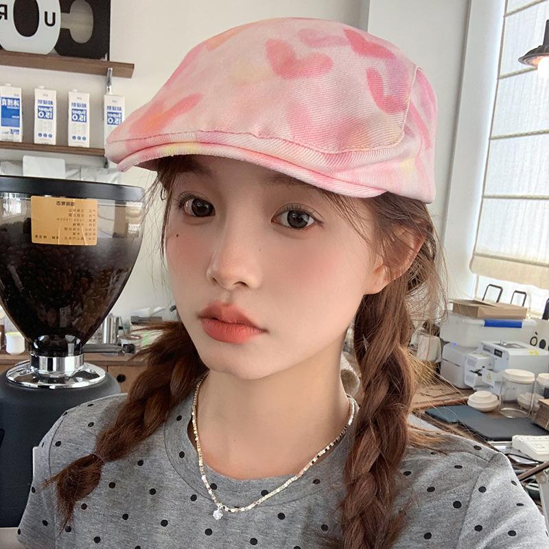 Sheein Hat Industry Шляпа Smudged Love Forward Женская Повседневная Универсальная Шляпа, Подчеркивающая Лицо, Маленький Берет, Шляпа Художника, Шляпа Газетчика