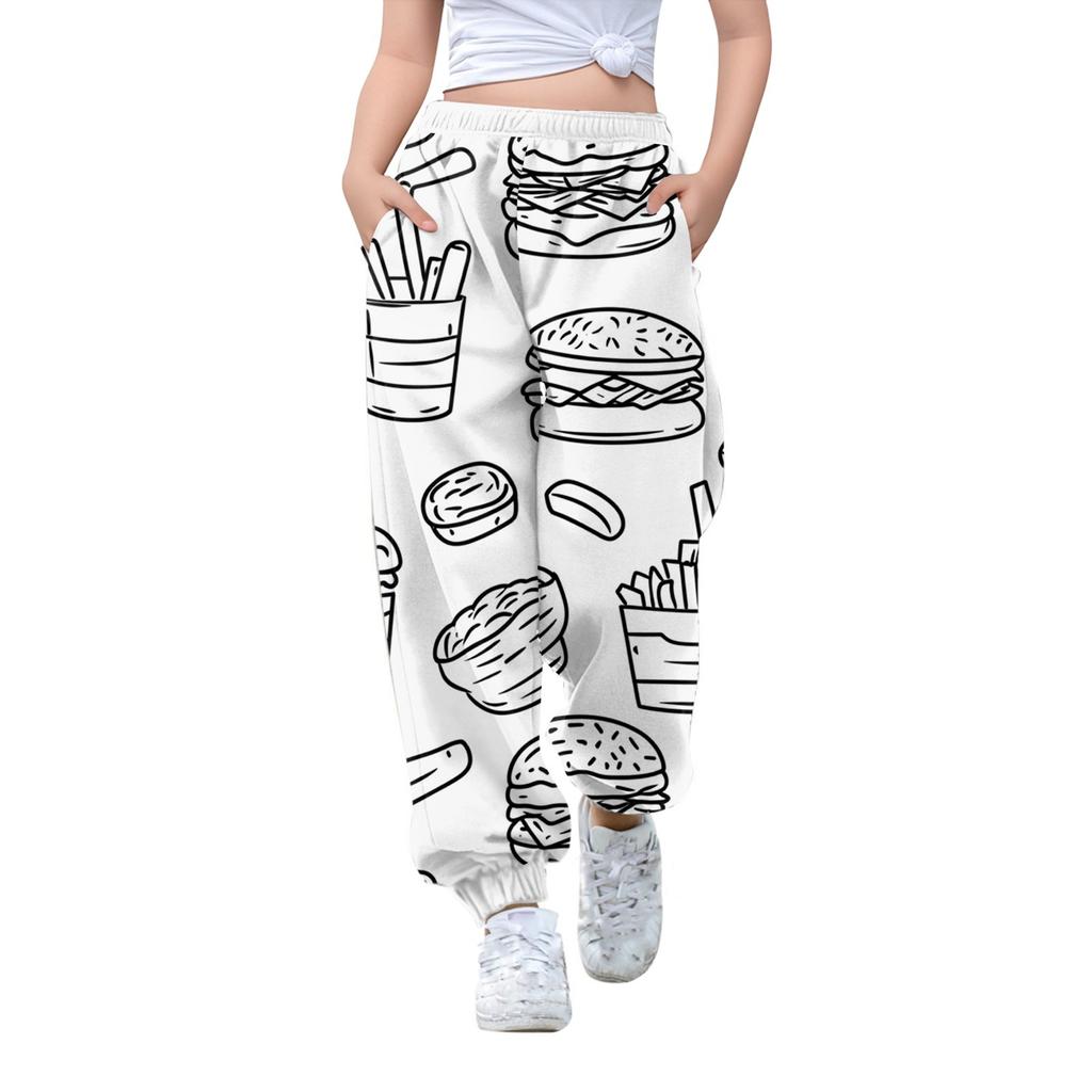 Детские свободные повседневные спортивные брюки с цветным принтом, повседневные брюки