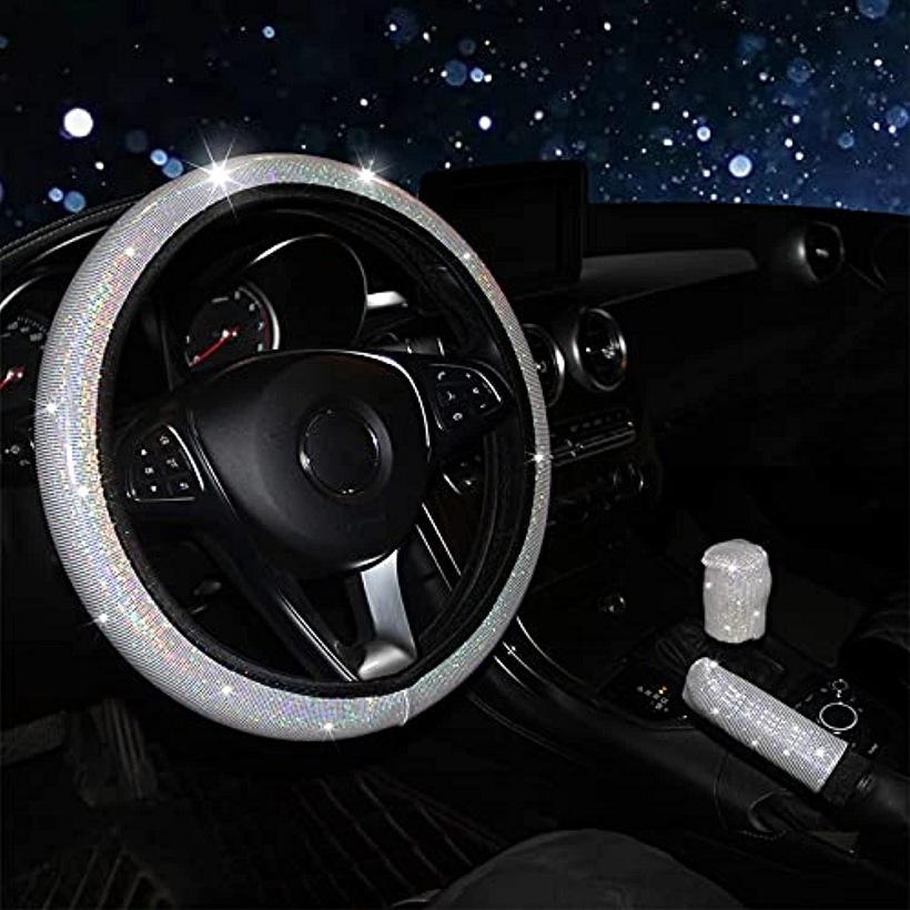 Блестящая накидка на руль автомобиля Эластичная накладка на ручку Руль с цветным тиснением Универсальная 37/38 см Аксессуары для руля BlingBling