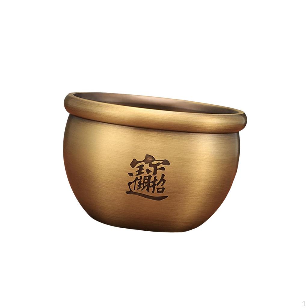 Bai Fu Golden Treasure Basin Statue Decorations Chinese Box Wealth Fruit Money Pot Copper