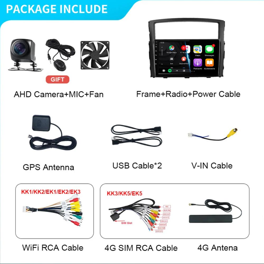 Для Mitsubishi Pajero 4 V80 V90 2006-2014 8-ядерный 5G автомобильный радиоприемник мультимедийный видеоплеер Android 14 2 din Carplay gsp QLED DSP