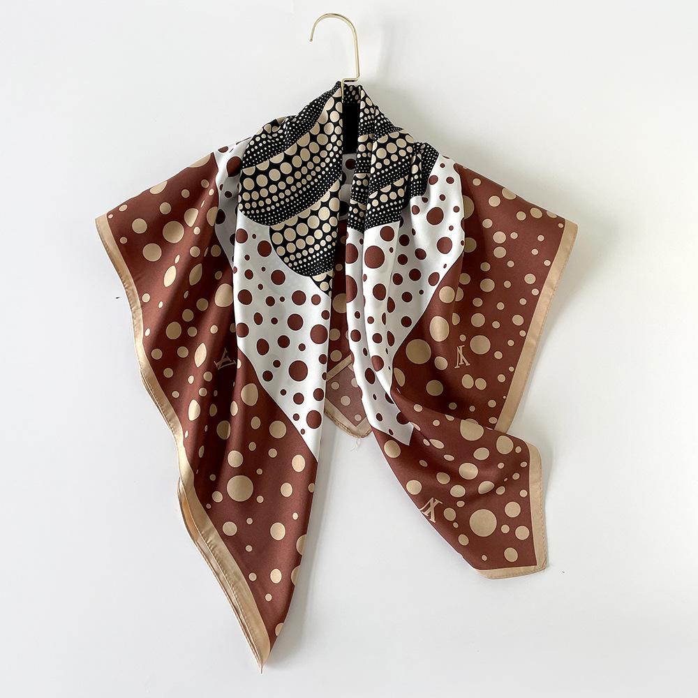 Polka Dot Pumpkin Scarf Square Scarf Light Luxury Style Versatile Thin Women's Scarf Spring and Summer New Simple Scarf