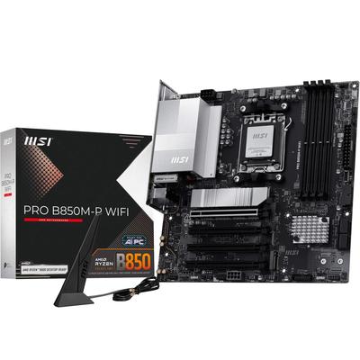 MSI PRO WiFi ATX Поддерживает AMD Ryzen AM5 DDR5 Memory Boost PCIe x16 и 5G Материнская плата B850M-P, - Процессоры 9000/8000/7000, - (8200+ МТ/с OC), 5.0 &