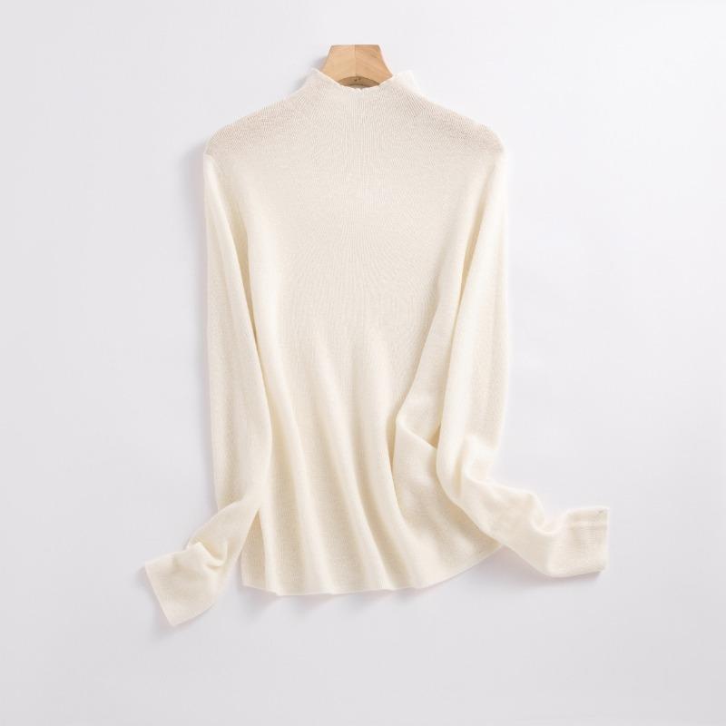 Fluffy and Light, Semi-turtleneck Slim-fitting Versatile Inner Wool Sweater, Women's Fashion Temperament Full Wool Bottoming Shirt