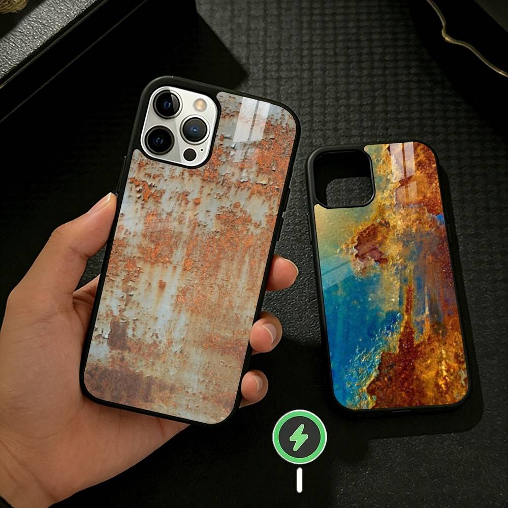 Ретро-индустриальный стиль Ржавые стены Чехол для телефона Для iPhone 17,16,15,14,13,12,Plus,Pro,Max Для магнитной беспроводной зарядки