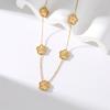 Stainless Steel Gold Color 5-Leaf Flower Necklace for Women Fashion New Party Gift Clover Neck Chain Jewelry Collar