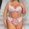Lace Floral Print Patchwork Gathered Underwear Set Without Steel Ring Anti-sagging Sexy Breathable Lingerie Set Soft Lightweight Plus Underwear Set