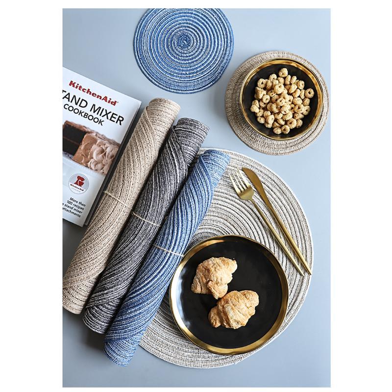Коврик для круглого стола, тканые салфетки из рами, противоскользящие коврики для обеденного стола, нескользящая посуда, подушечки для чаш, кухонные подставки для чашек для напитков