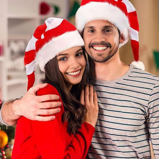 Рождественская шапка Санты, плюшевая красная и белая шапка Санты, украшение для праздничного костюма, аксессуар для домашних вечеринок