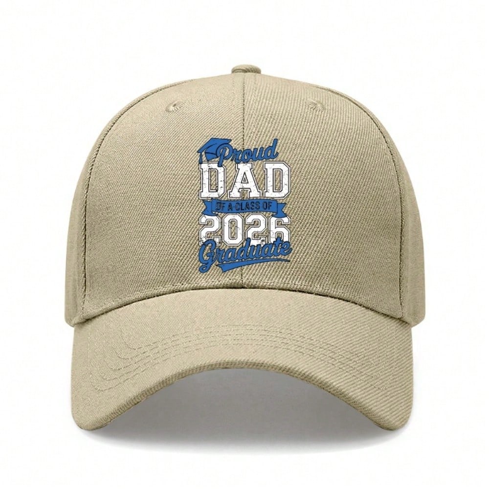[Graduation Dad Cap] Proud Dad Of A Class Of 2026 Graduate Print Unisex  Polyester Adjustable Breathable Curved Brim Casual Daily Wear Baseball