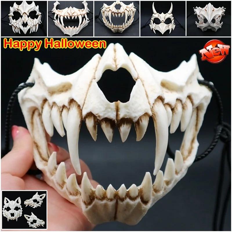 Halloween Dragon God Long Teeth Demon Cosplay Mask Eco-friendly Animal Theme Party Animal Skull Mask Halloween Props Accessor