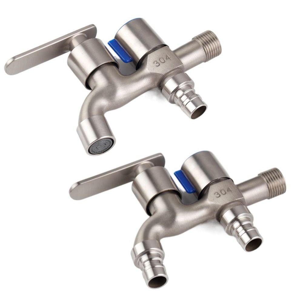 Двойной водопроводный кран с двумя выходами воды, многофункциональный кран для швабры и бассейна из нержавеющей стали