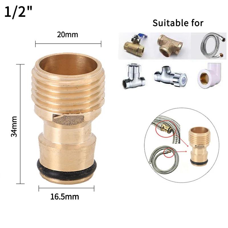 Thread Tap Quick Connector Brass 1/2" 3/4“ 1" Male Female Copper Hose Coupling Adapter Garden Tubing Repair Watering Gun System