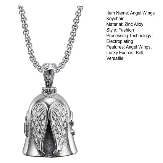 Luck Riding Bell Motorcycle Guardian Angel Wings Lucky Exorcist Bell Keychain Good Luck Talisman Keyring