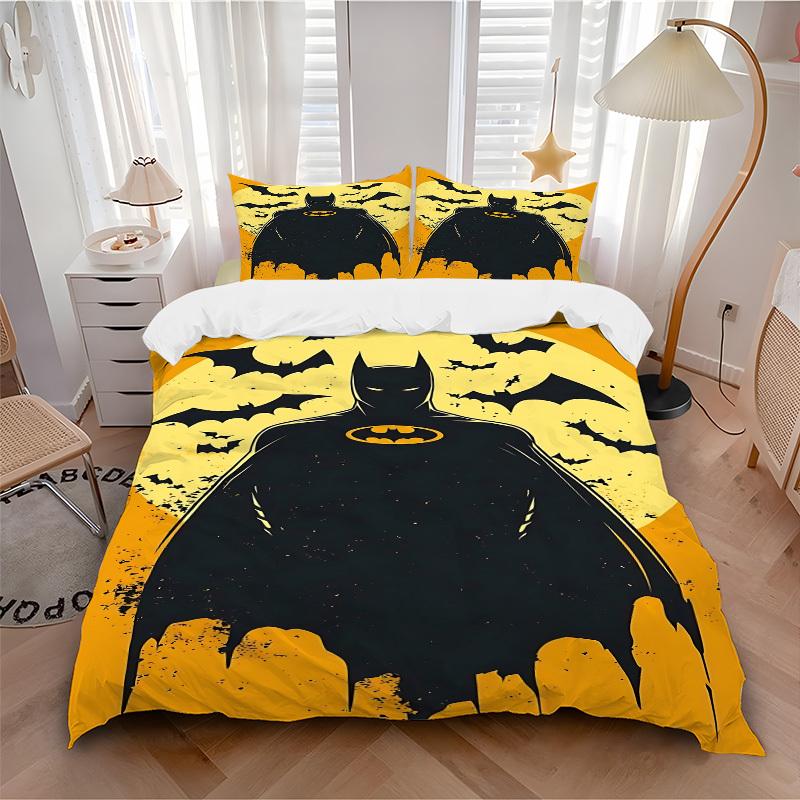 3pcs Batman Bedding Set, Soft Polyester Duvet Cover and Pillowcases Machine Washable Seasons all suitable & Guest Room Decor241