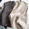Elegant Gold Button Knitted Vest – Soft Layered Autumn/Winter Sweater Top