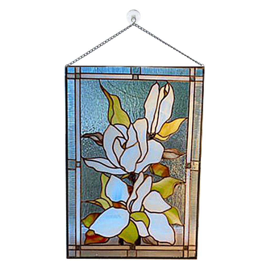 Stained Glass Window Stained Glass Window Hangings Panel Gorgeous Flowers with Chain Stainglass Window Decors Wall Art Flowers