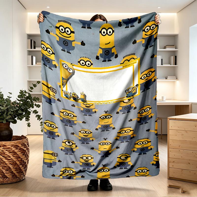 Minions Print Blanket - Soft & Comfortable, for Bedroom, Travel, Sofa, Home Decoration - Birthday Christmas Gift for Friend