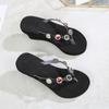 Fashion 2025 Genuine Leather Women Slippers Red 8 CM High Heels Wedge Summer Shoe Set Foot Retro Handmade Women Leather Slipper 2025