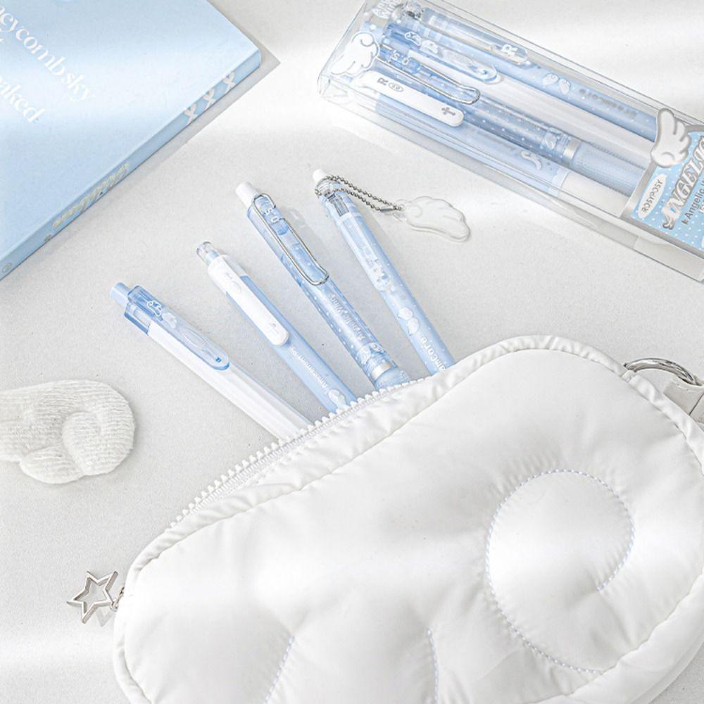 4Pcs/Set Soft Comfort Grip Pearl Angel Gel Pen Set 0.5mm Kawaii Cartoon Pens Kids