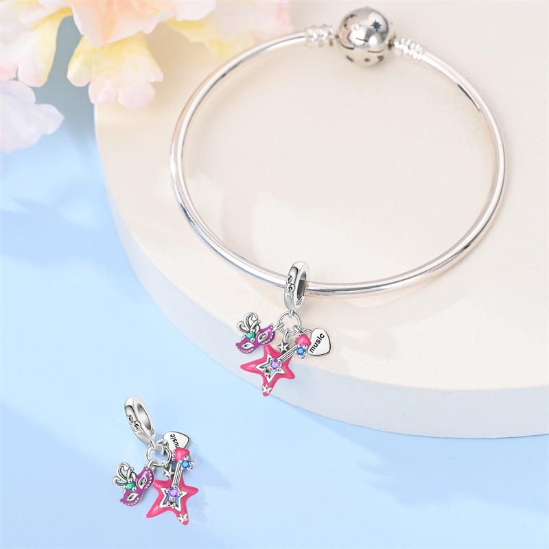 Masquerade Ball Charms Copper Mask Music Party Charms Bead Fit Original Bracelets For Women Fine Diy Jewelry Gifts