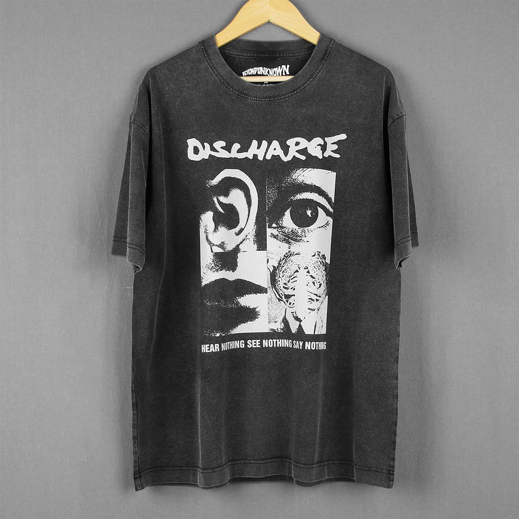 Футболка Discharge Не слышу, не вижу, не говорю Панк Хлопок Короткий рукав Графическая одежда Мужские Топы Рубашка Для мужчины