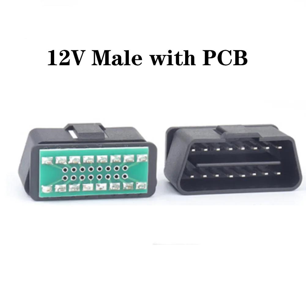 10Pcs High Quality Automotive Obd2 16pin Assembled Gold-plated Male Head 12V/24V Universal Connector Test Main Line OBDII Plug