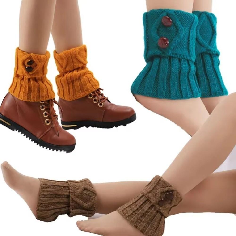 Buttons Crochet Knitted Leg Warmer Thermal Boot Cover New Short Leg Warmers Autumn Winter