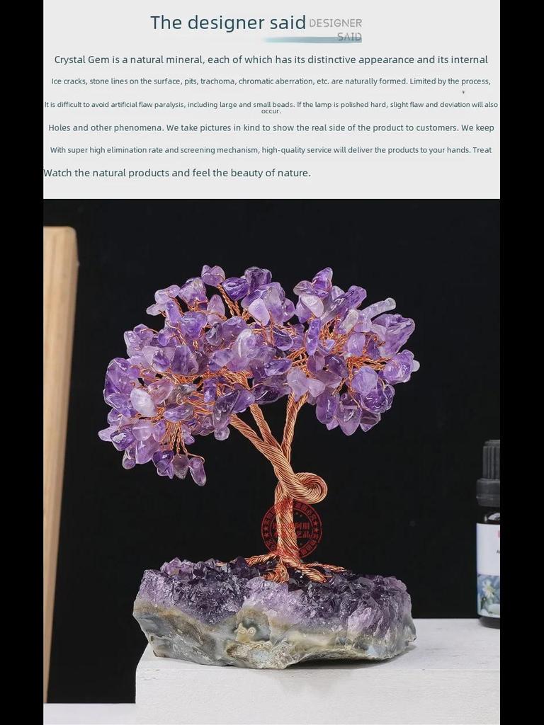 Amethyst Cluster Gemstone Tree Ornament – Crystal Home Decor Craft