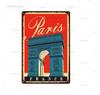Paris Roma City Metal Sign Vintage Metal Plaque Travel Plates Decor For Bar Home Wall Decor Tin Sign Landscape Poster