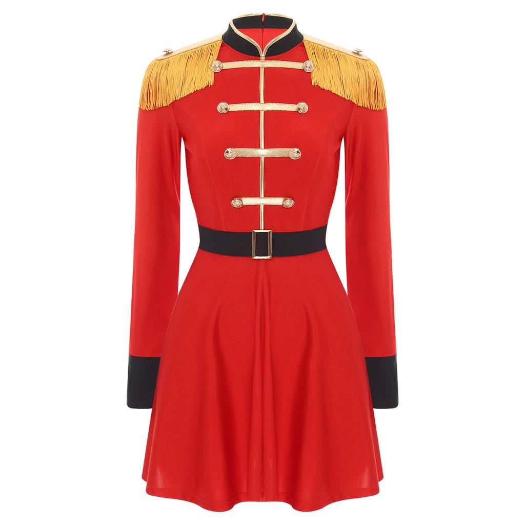 Женский костюм укротителя львов с кисточками на плечах и длинными рукавами, платье для циркового инспектора, наряд на Хэллоуин с поясом