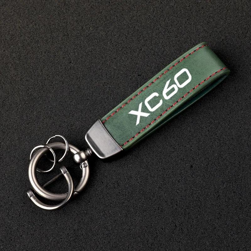 Premium Material Leather Car Key Ring Chain Car Interior Keychain for Volvo XC60 with logo car accessories