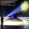 White  Telescopic Zoom Strong Light Flashlight For Home And Outdoor Long-range Red And Blue Side Lights LED Flashlight