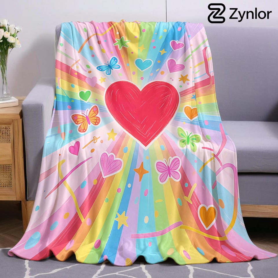 Burst Butterfly Confetti Hearts Ultra Soft Sherpa Fleece Blanket Fluffy Warm Halloween Cozy Throw for Sofa Couch Gift All season