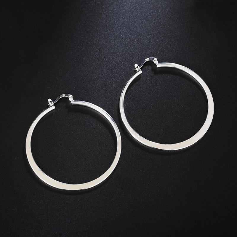 Серьги-кольца из серебра 925 пробы диаметром 55 мм с плоским большим размером для женщин, свадебные украшения, аксессуары