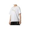 Puma Logo Print Simple Breathable Sports Training Outdoor Leisure Round Neck Short Sleeve Drop Shoulder T-Shirt Women Tops White 682164-02