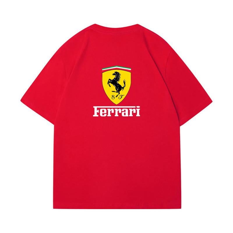 Парные Оверсайз Футболки Ferrari F1 Racing Классический Принт Короткий Рукав Мотоспорт Повседневная Уличная Одежда