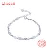 Lindon Women Zircon 925 Sterling Silver Jewelry Geometric Bead Chain Link Bracelet Fashion Fine Wedding Gift for Girlfriend