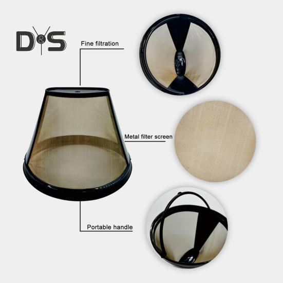 Фильтр для кофе из нержавеющей стали для кофеварки, многоразовый чайник для заваривания чая со встроенной ручкой, мелкоячеистое сито для кофе без бисфенола А, корзина для фильтра для кофеварки