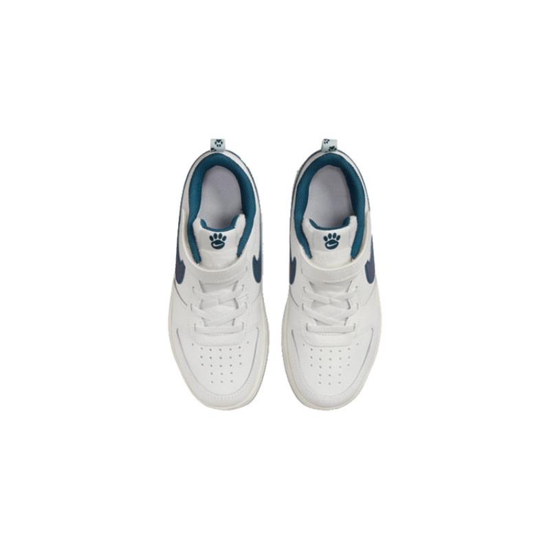 Nike Court Borough Collection Low 2 Se Low Top Skateboard Shoes White Blue Children Aged 3 7 Years Old Sneakers DQ5980-100