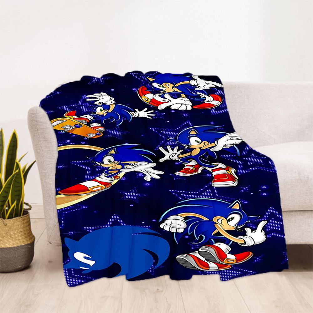 1 шт. Sonic Stars Всесезонный комфорт, Фланелевое одеяло для улицы - Мягкое, Теплое и Уютное для Сна, Кемпинга и Путешествий 037