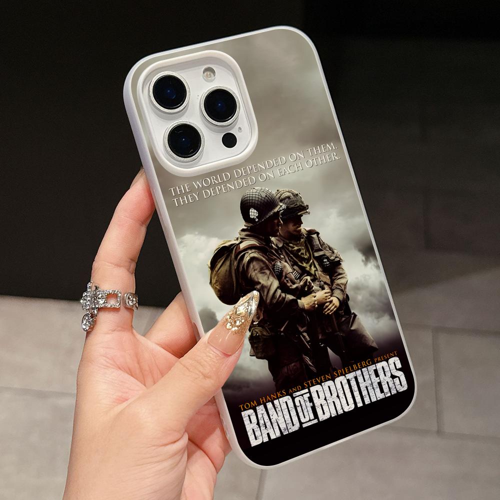 Чехол для телефона Band of Brothers для iPhone 17 16 15 14 13 12 11 Air Pro Max Plus Желейный Двухслойный Белый Чехол