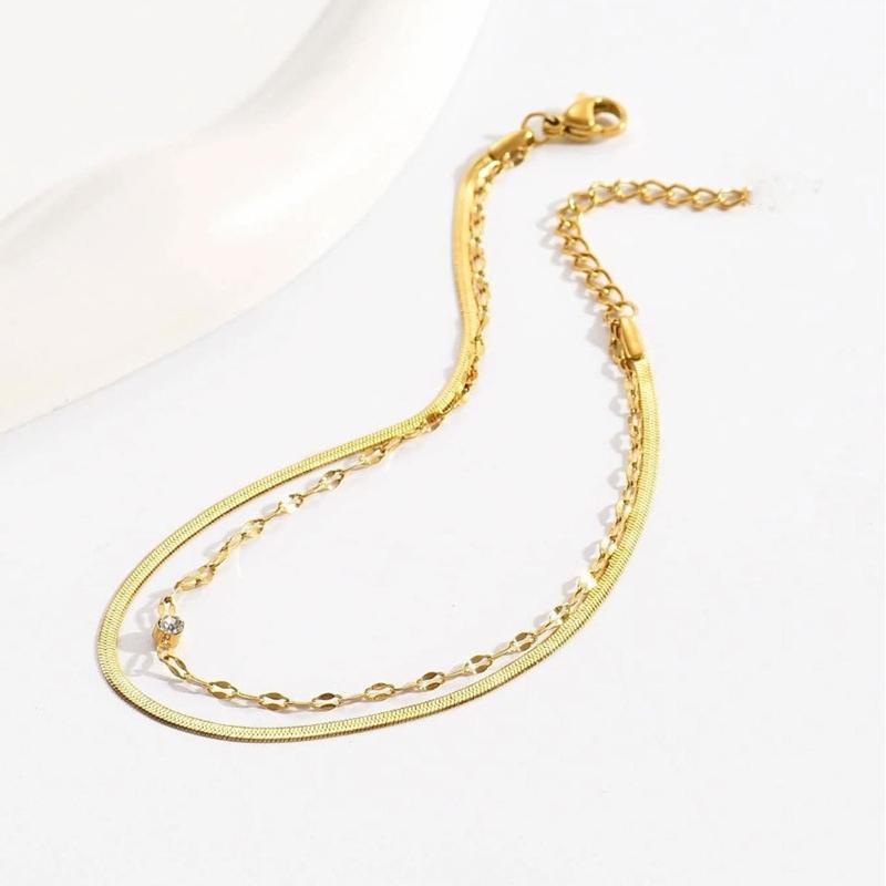 Простая мода золотого цвета, змеиная цепочка, многослойный набор ножных браслетов, 2 комплекта браслетов, женские украшения для ног