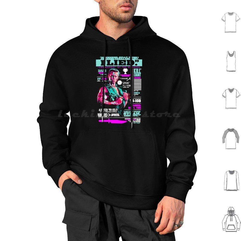 Commando ( 1985 ) Infographic Hoodie Cotton Long Sleeve Arnold Schwarzenegger Arnold Commando Schwarzenegger