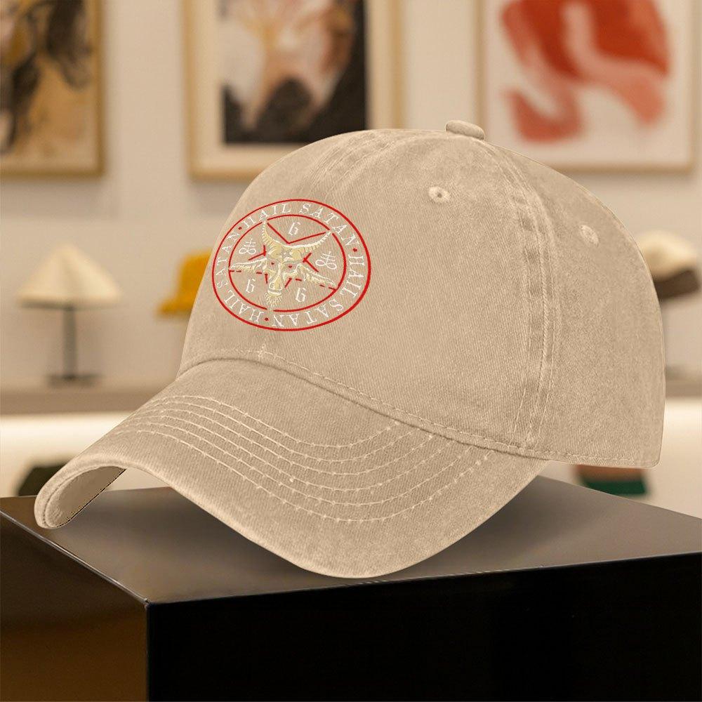 Satanic Devil Print Vintage Duckbill Baseball Cap for Unisex Women Stylish Outdoor Camping Cycling Fitness Accessory