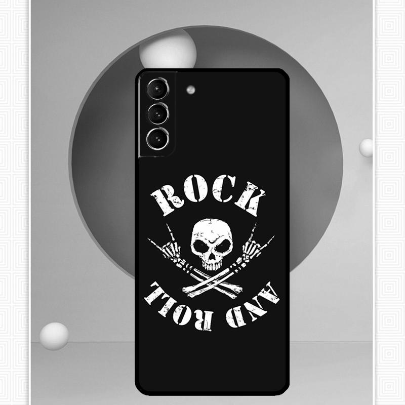 Rock and Roll Skull Cover For Samsung Galaxy S23 S24 Ultra S8 S9 S10 S22 Plus Note 10 20 Ultra S20 S21 FE Case