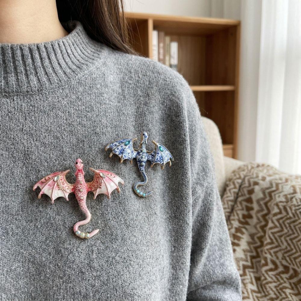 Fantasy Dragon Crystal Wing Dragon Pin Zinc Zinc Zinc Alloy Animal Dragon Brooch Holiday Party