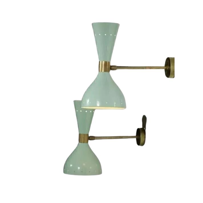 Пара латунных итальянских настенных светильников Diabolo середины 1950-х годов