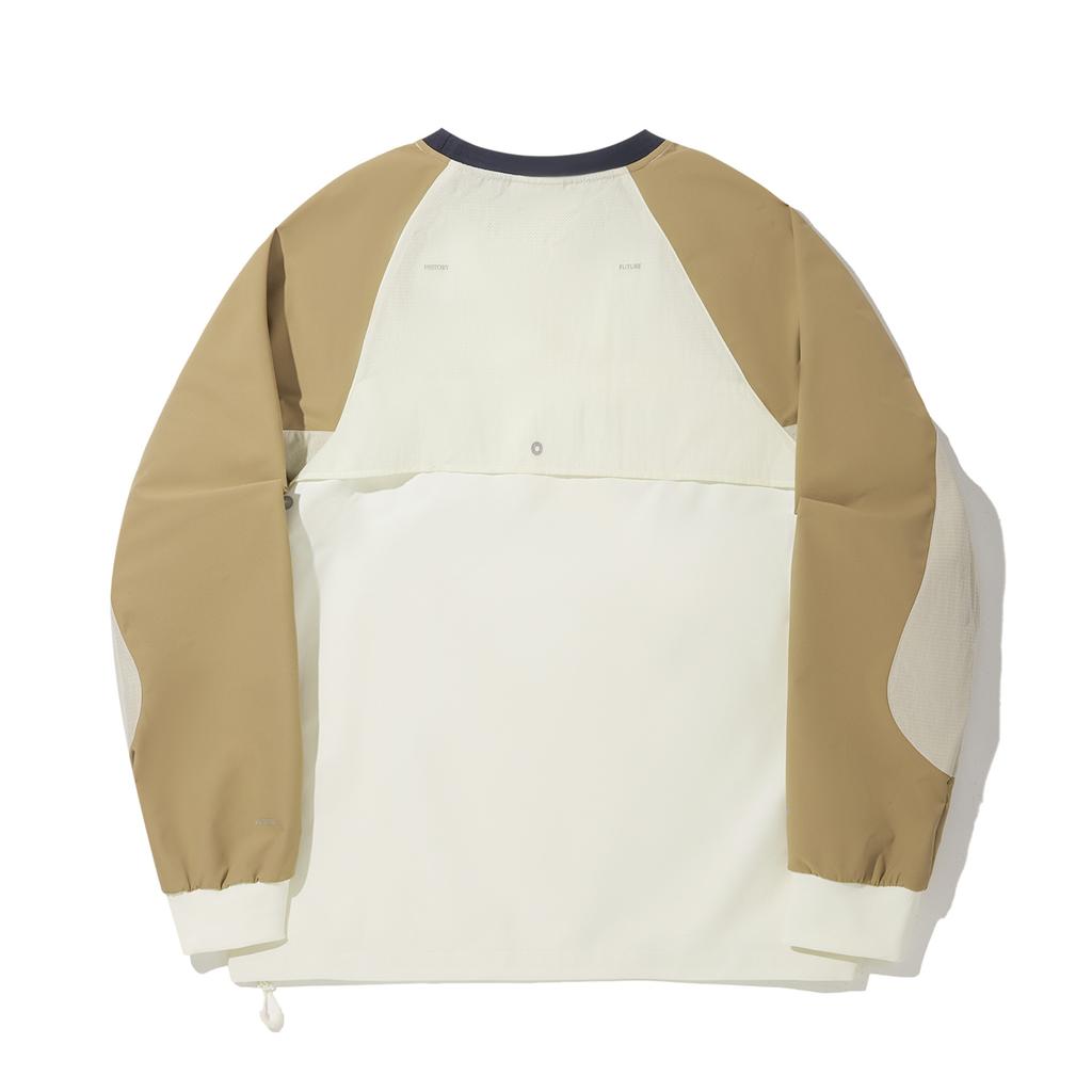 Li Ning X CHUMS Collaboration Series Sports Casual Simple Loose Round Neck Color Block Knit Sweater Men Sweater Vanilla-Ice-White AAEV011-2